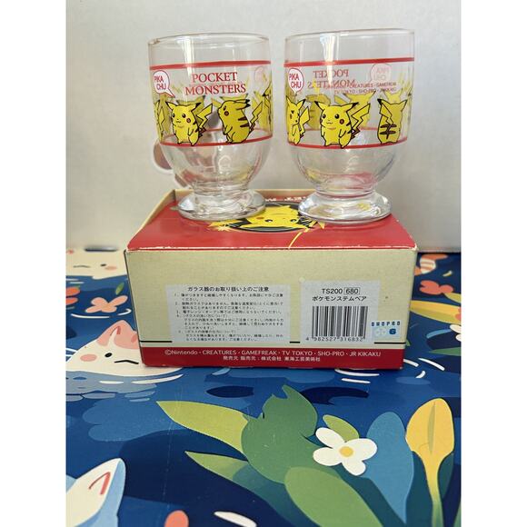 Vintage Pokemon Retro Glass Cup Set Of 2 Pikachu - Picture 10 of 11